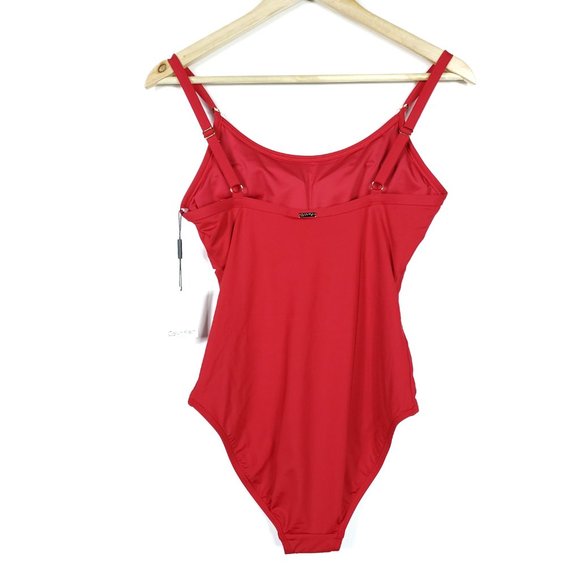 Calvin Klein Logo Red One Piece Swimsuit Sporty - Picture 5 of 9